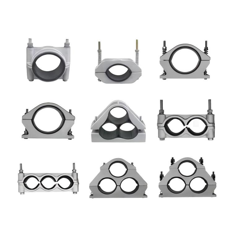 High Voltage Aluminum Cable Cleat Clamp Single Trefoil Cable Fixing Suspension Cable Cleats 