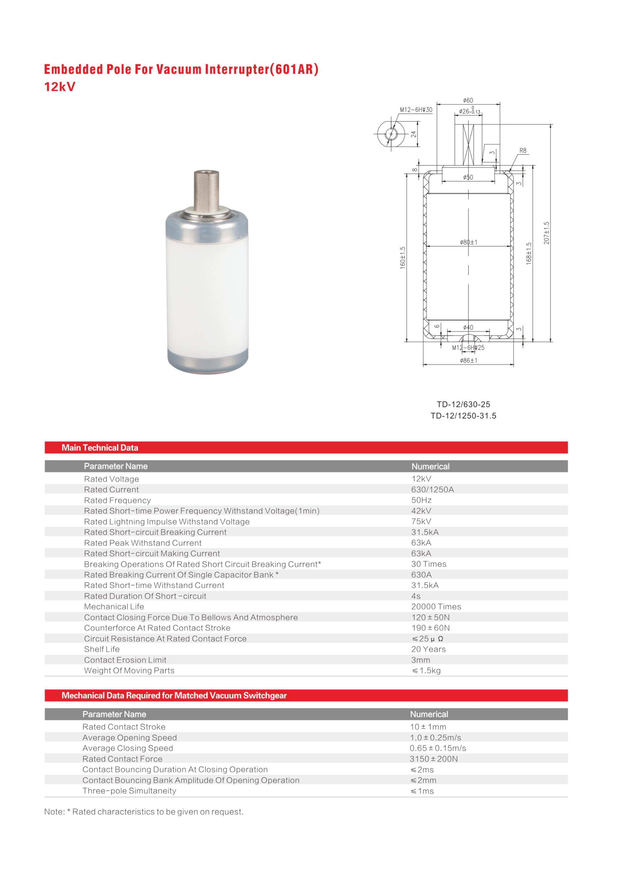 Embedded Pole for Indoor Vacuum Circuit Breaker 601A/602A/603A